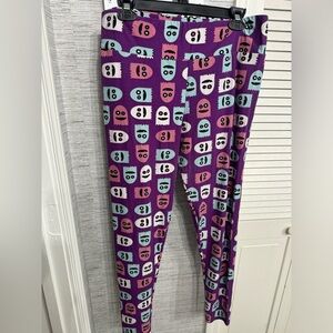 Lularoe Purple Ghost Leggings - Size Tall/Curvy